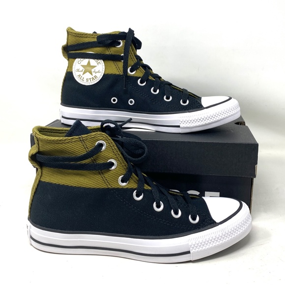 Converse Chuck Taylor High Shoes Women Size Khaki Black Canvas Sneakers A04512F - Picture 3 of 9